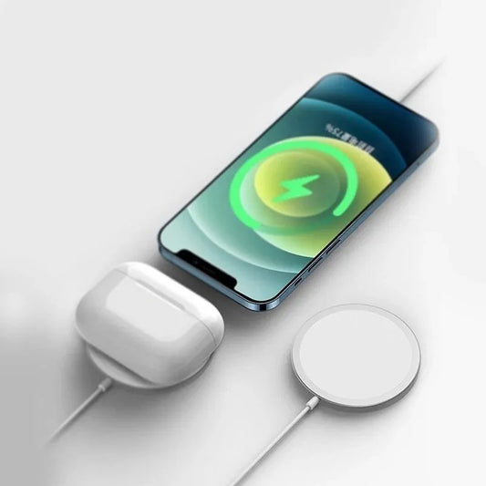 Cargador Inalámbrico Compatible iPhone 12 Carga Rápida Tipoc Blanco