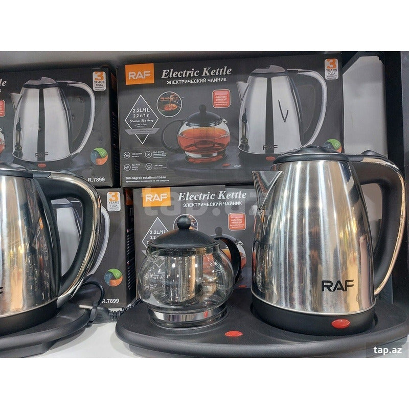 Set Hervidor Electrico Termo Hervidor Con Tetera Infusor  Plateado
