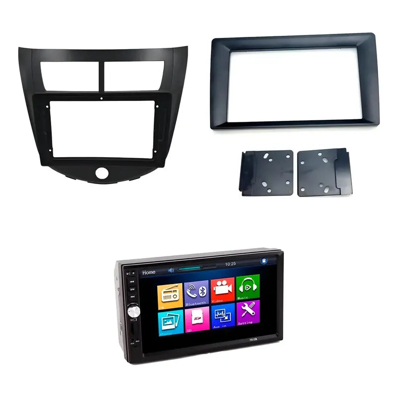 Kit Radio Jac: Bisel 9 J4 2013-2016 Negro + Radio 2 Din Mirror Link Mp5 + Adaptador 9 A 7