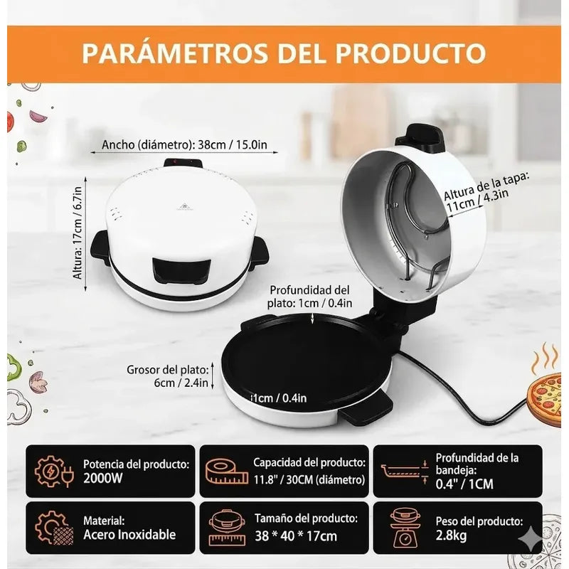 Sarten Horno Pizzero Antiadherente, Mini Pizza Gratinador Blanco 50/60hz