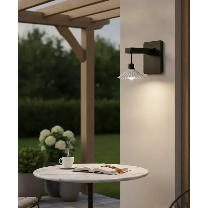 Aplique Solar Led De Pared Exterior Luz Decorativa Impermeable Ip65 Diseño Moderno Negro Para Jardín Terraza Patio Pasillo Entrada Energía Solar Encendido Automático Alta Durabilidad Tecnohogar
