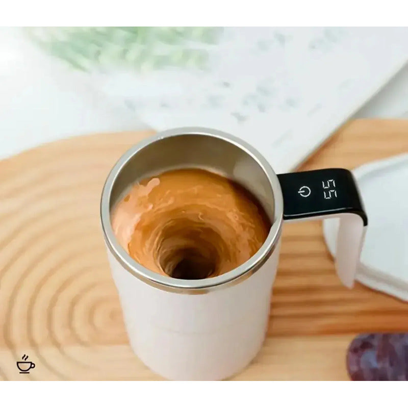 Taza Auto Agitable Mezcladora Para Café Bebidas Magnética Frio Calor Térmica Blanco