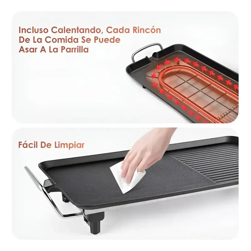 Parrilla Eléctrica Barbacoa Plancha Antiadherente Churrascos Negro