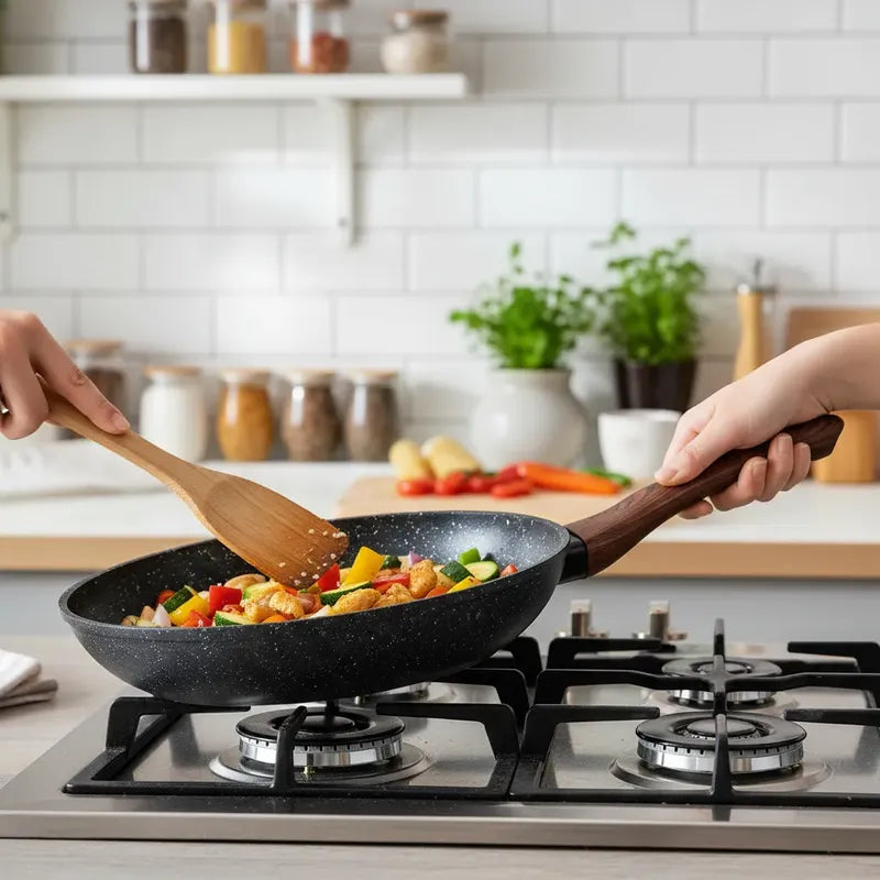 Sartén De Cocina Revestimiento Antiadherente Para Inducción Negro
