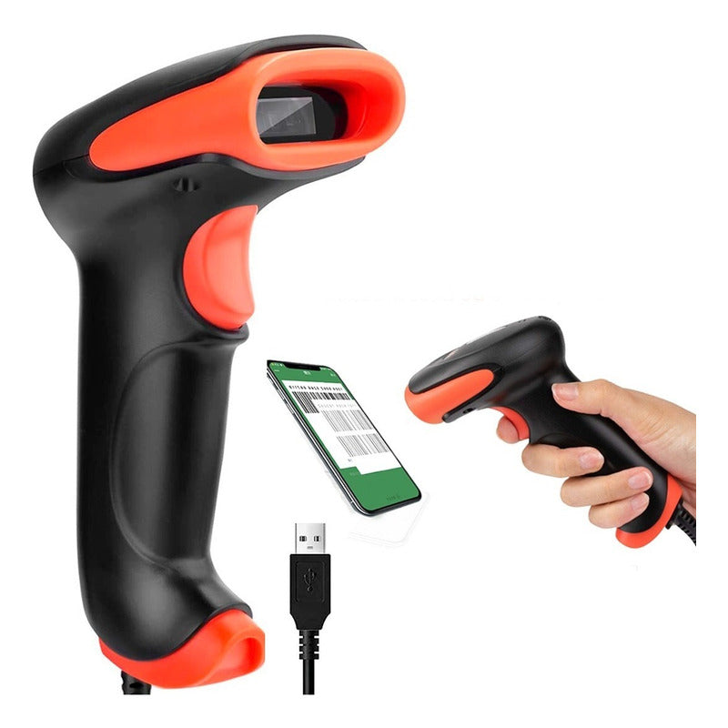 Lector Escáner De Código De Barras Inalámbrico 2.4g Pistola Negro Usb