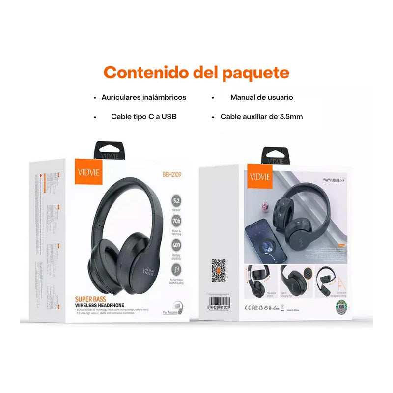 Audífonos Cascos Bt Inalambricos Con Bajo Plegables Portatil