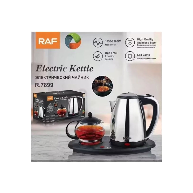 Set Hervidor Electrico Termo Hervidor Con Tetera Infusor  Plateado