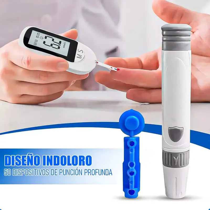 Glucómetro Digital Tecnohogar Con 50 Tiras Y Lancetas Para Medir Glucosa En Sangre Gris