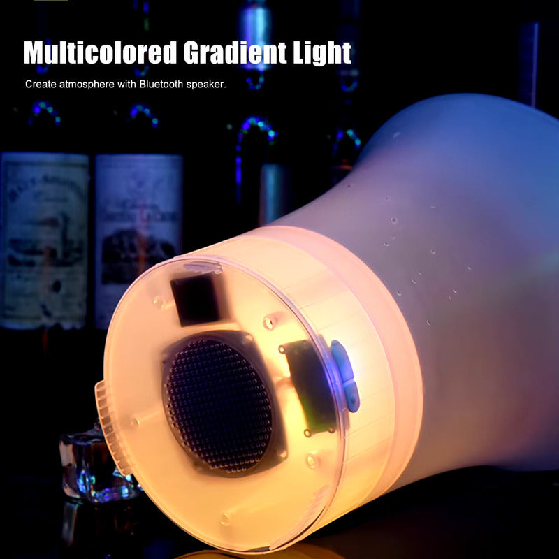 Hielera Con Parlante Y Luces Led Bluetooth Bar Blanco Traslucido