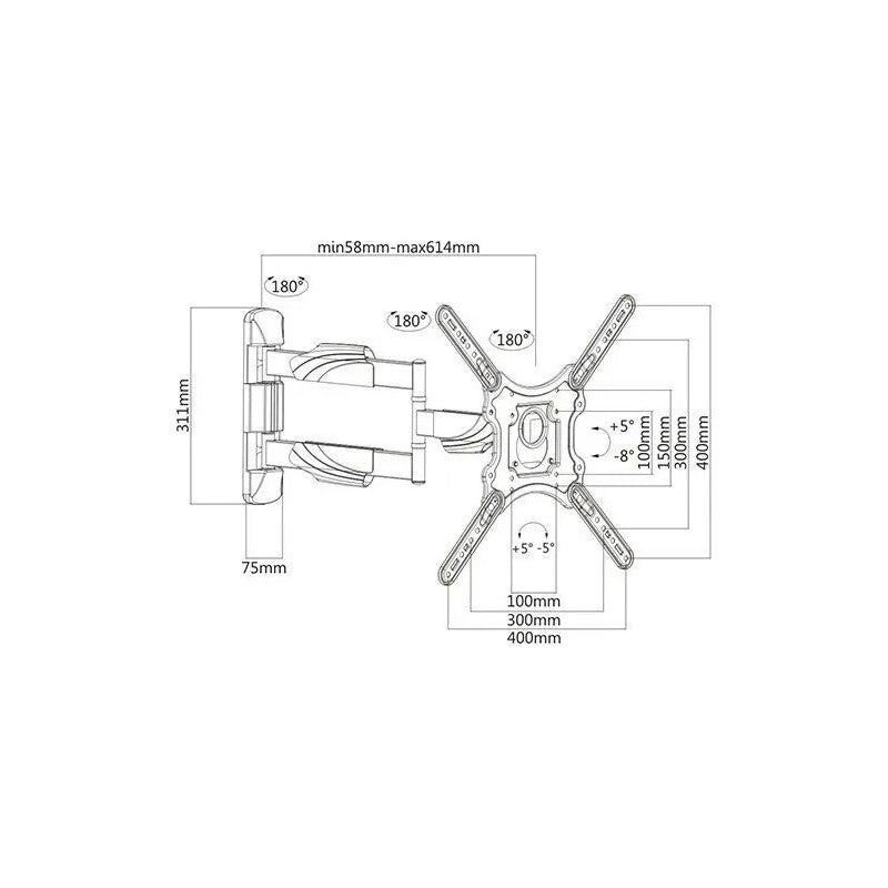 Soporte Para Televisores Tv Base De Brazo Extendible 32 A 60 Negro
