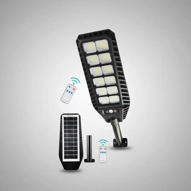 Foco Solar 1000w Con Sensor Y Control Remoto Poste Plástico Gris Oscuro Blanco Frío