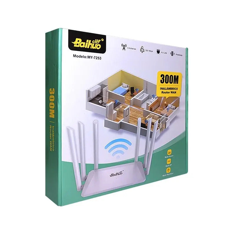 Router Wan Repetidor Inalámbrico 300mbps 6 Antenas 2.4 5ghz