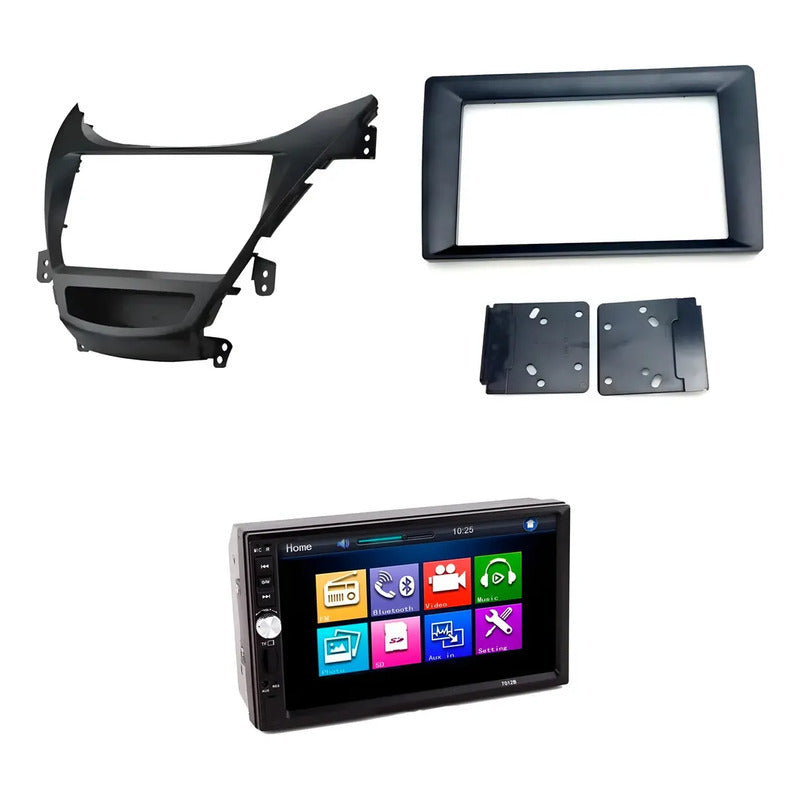 Kit Hyundai: Adaptador Estéreo 2 Din Elantra + Radio Mp5 7021b Mirror Link + Bisel 9 A 7 Pulgadas