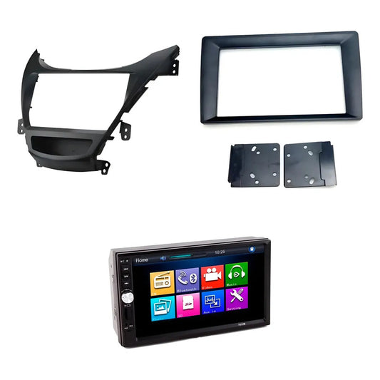 Kit Hyundai: Adaptador Estéreo 2 Din Elantra + Radio Mp5 7021b Mirror Link + Bisel 9 A 7 Pulgadas
