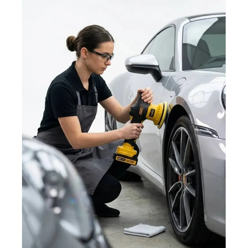 Pulidora Orbital Para Auto Inalámbrica Con 2 Baterías Negro Negro