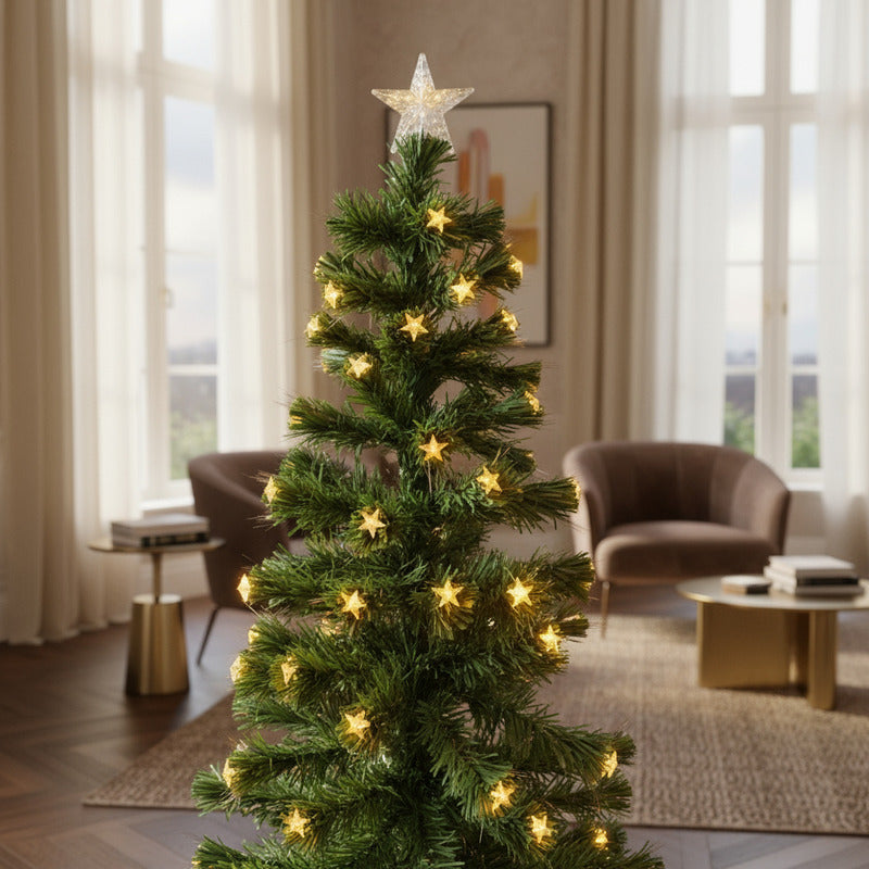 Arbol Navidad Luces Calidas Incorporadas + Estrella 170cm Verde