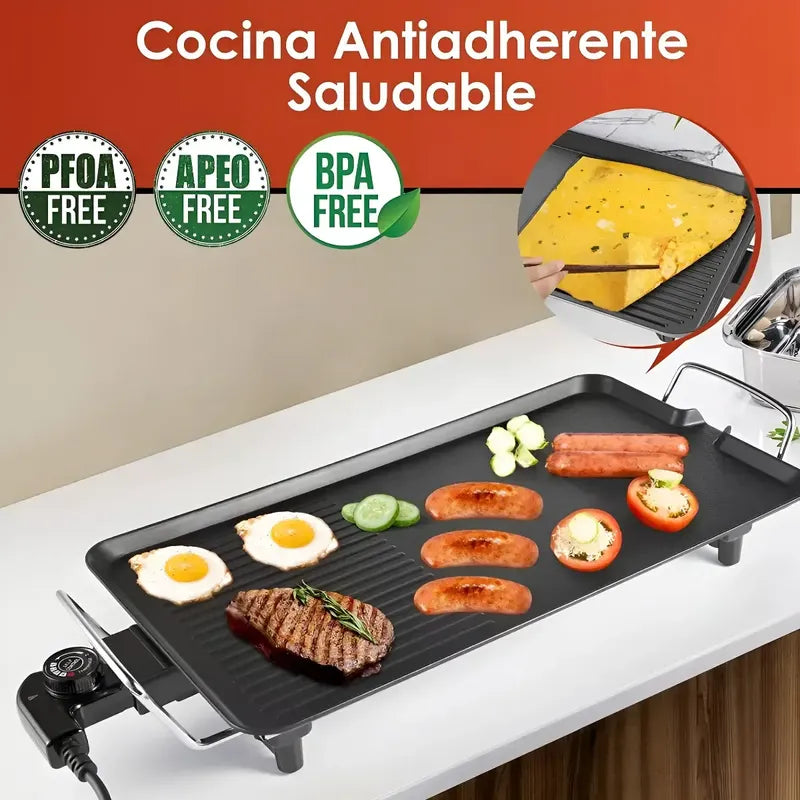 Parrilla Eléctrica Barbacoa Plancha Antiadherente Churrascos Negro