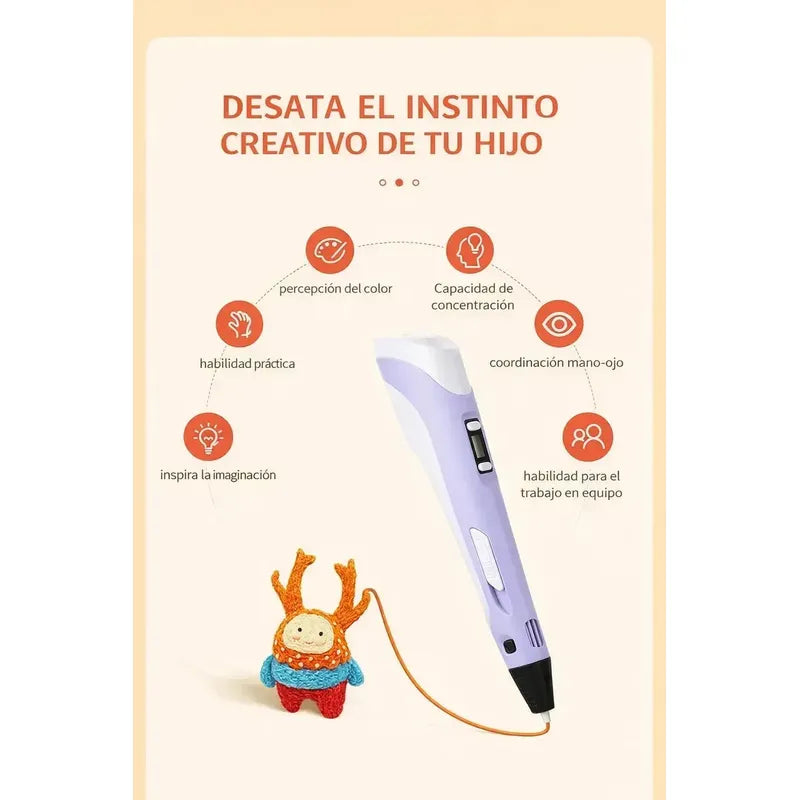 Lápiz De Impresión 3d Recargable + 20 Filamentos Variados