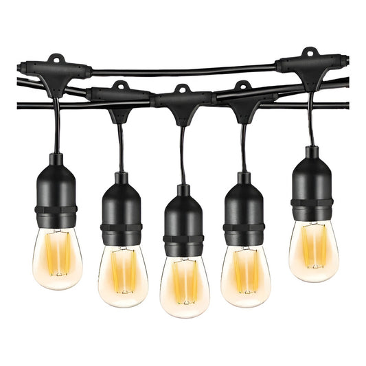Guirnalda De Luces Led 220v Exterior 5m + 10 Ampolletas Peq Negro Luz Cálida