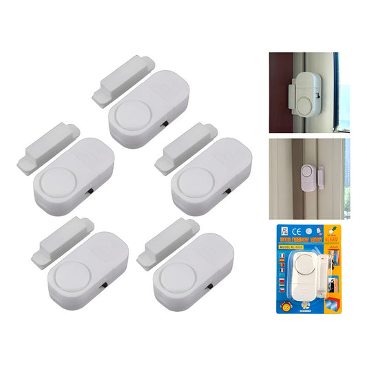 Pack 5 Alarmas Para Puerta O Ventana Sensor Magnético 90db Blanco