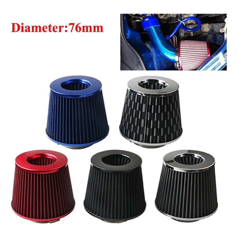 Filtro De Aire Conico Para Autos Alto Flujo Universal 76mm