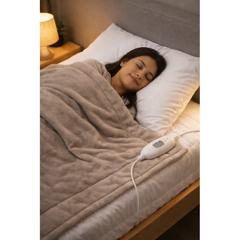 Calienta Cama Electrico Cobertor Termico Grande Calefactor Blanco Dos Plazas