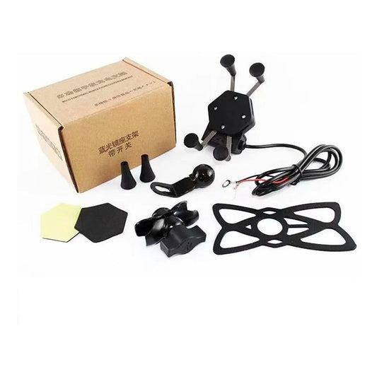 Soporte Con Cargador Usb Celular Para Moto Tipo X