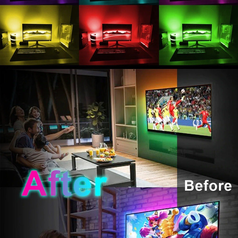Cinta Tira Led Para Tv, Pc, Habitación Usb 5050 Rbg 2mts Rgb