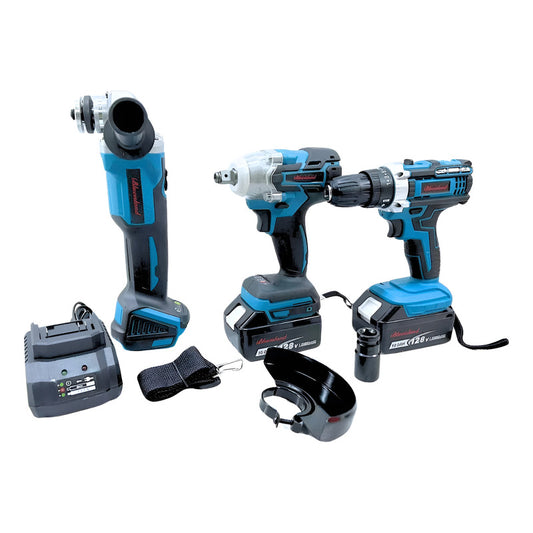 Set 3 Llave De Impacto Esmeril Taladro Percutor Inalambrico