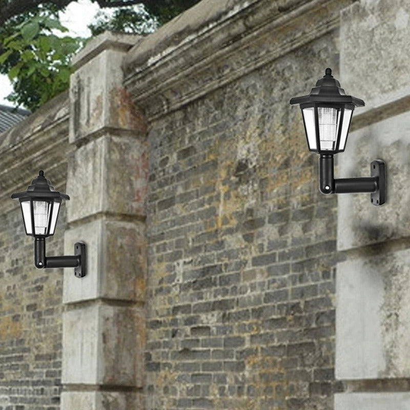 Pack X2 Farol Solar Retro Exterior Luz Led Jardin Antiguo Negro