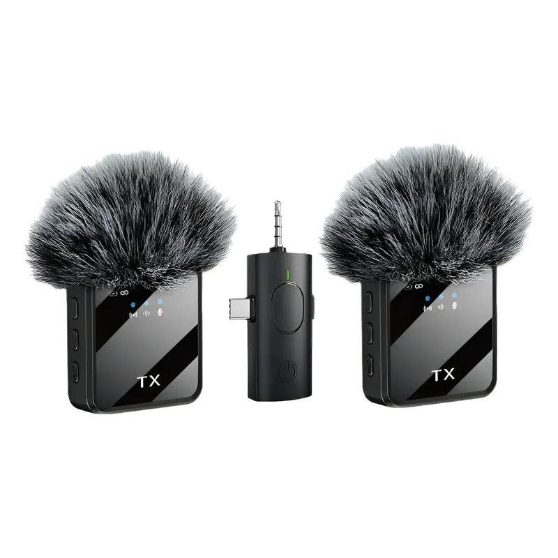 Pack X2 Microfonos Inalambricos Dual Para Android Y iPhone Negro