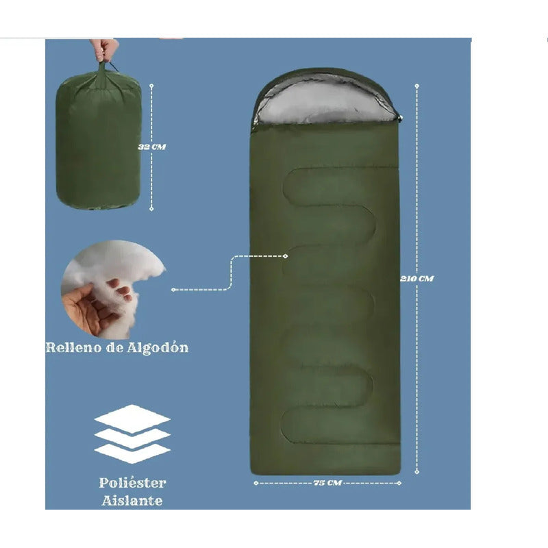 Saco De Dormir Portátil Para Acampar Playa Cabaña 950g Azul Derecho