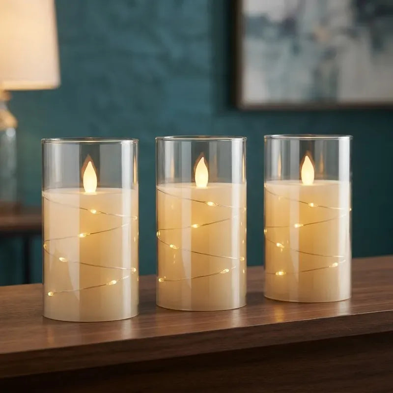 Pack X3 Velas Led Pilas Efecto Llama Decorativas Luz Calida Amarillo