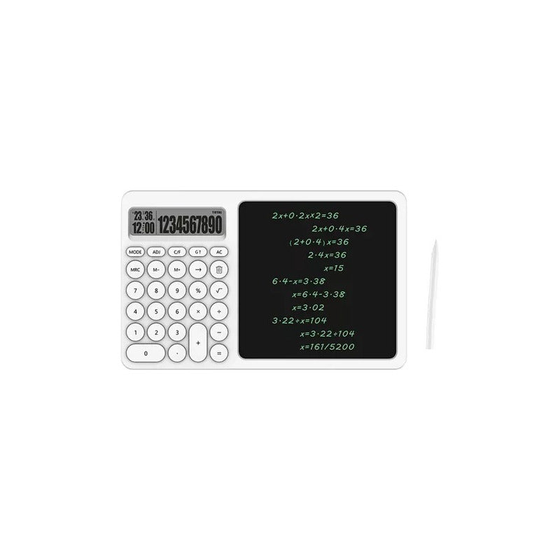 Calculadora 28 Teclas Con Bloc De Notas Lcd Tactil + Lapiz Blanco