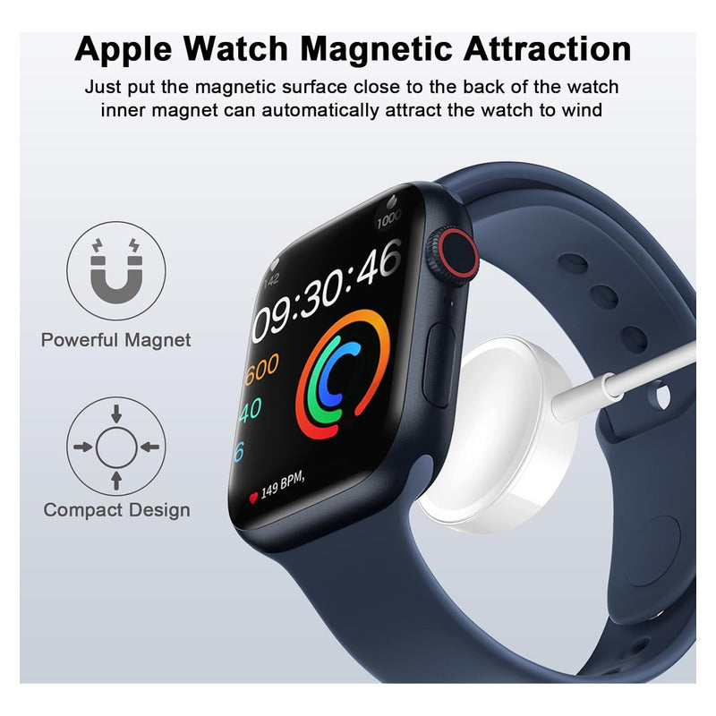 Cable Magnético Compatible Apple Watch 12345678 Se Se2 Ultra Blanco