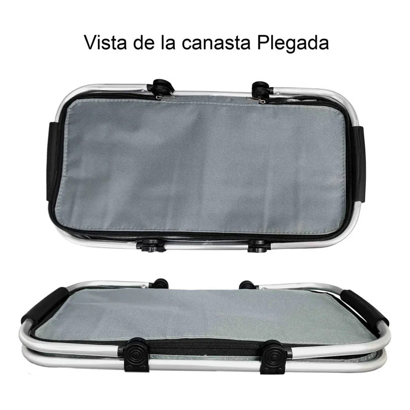 Canasto Picnic 4 Personas Cesta Térmica Impermeable Camping Gris 2