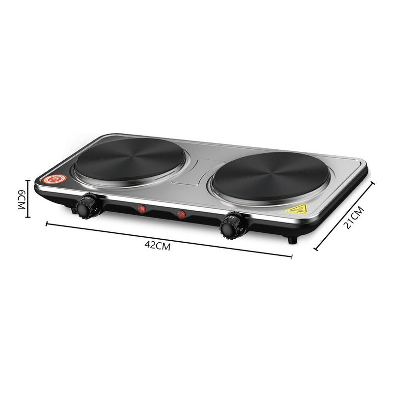 Cocina Electrica Portatil Encimera Doble Plato  Negro