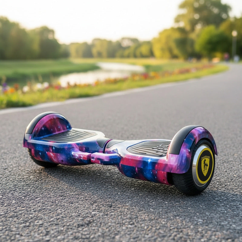 Patineta Eléctrica Con Casco Scooter Smart Balance Bluetooth Púrpura