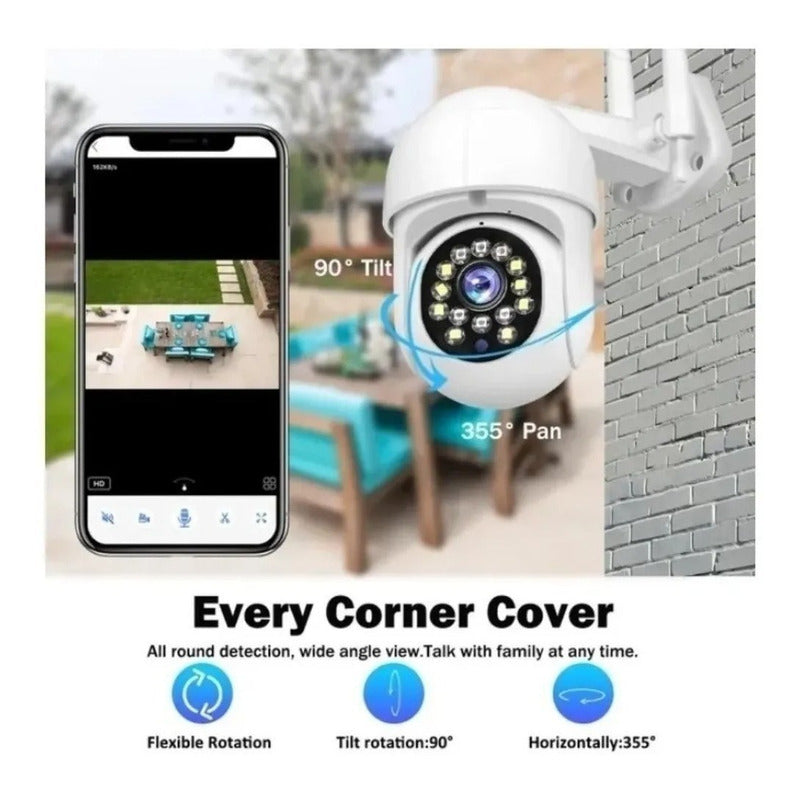 Cámara Ip Con Movimiento, Infrarrojo Impermeable Wifi Hd Blanco