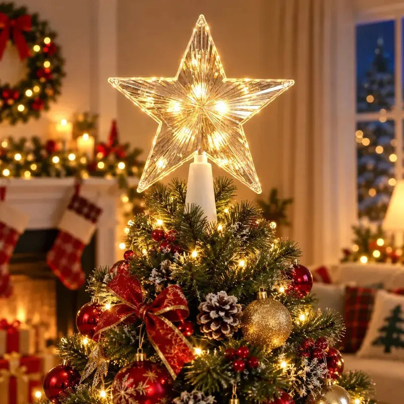 Estrella Navidad Led Calida 19cm Punta Arbol Decorativa