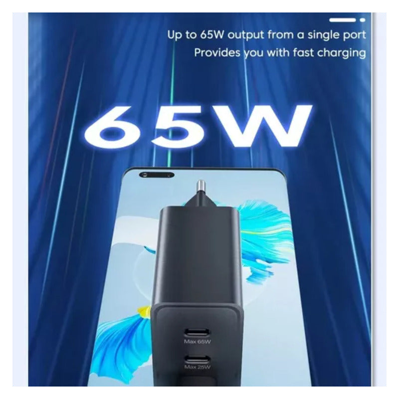 Cargador Tipo C Carga Rapida 65w Negro