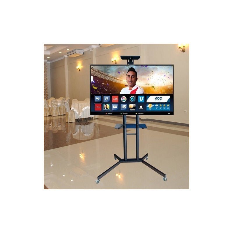 Soporte De Tv 32  40 42 43 48 49 50 60 63 65 70 Con Ruedas Negro