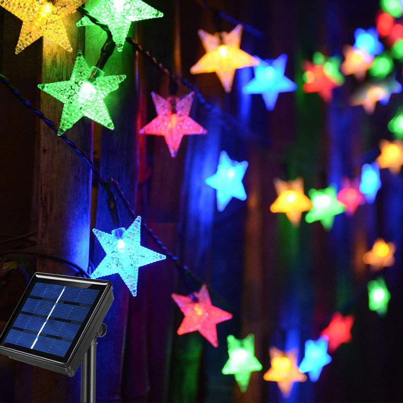 Estrellas Multicolor Led Guirnalda De Navidad Lineal Solar