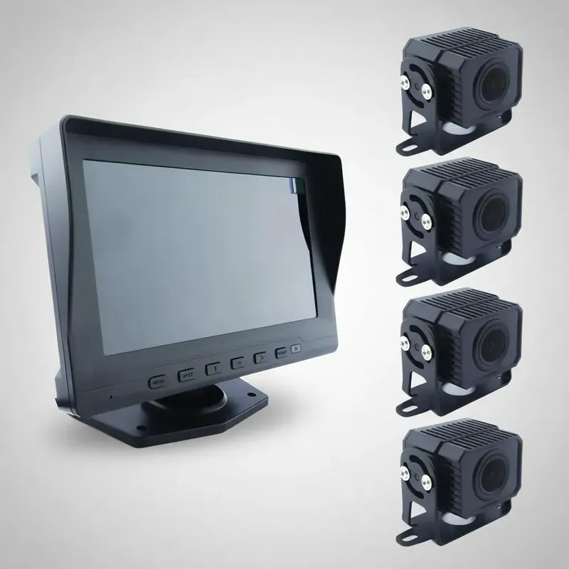 Kit 4 Cámaras De Seguridad Para Camión Dvr 7 Pulgadas Hd Negro