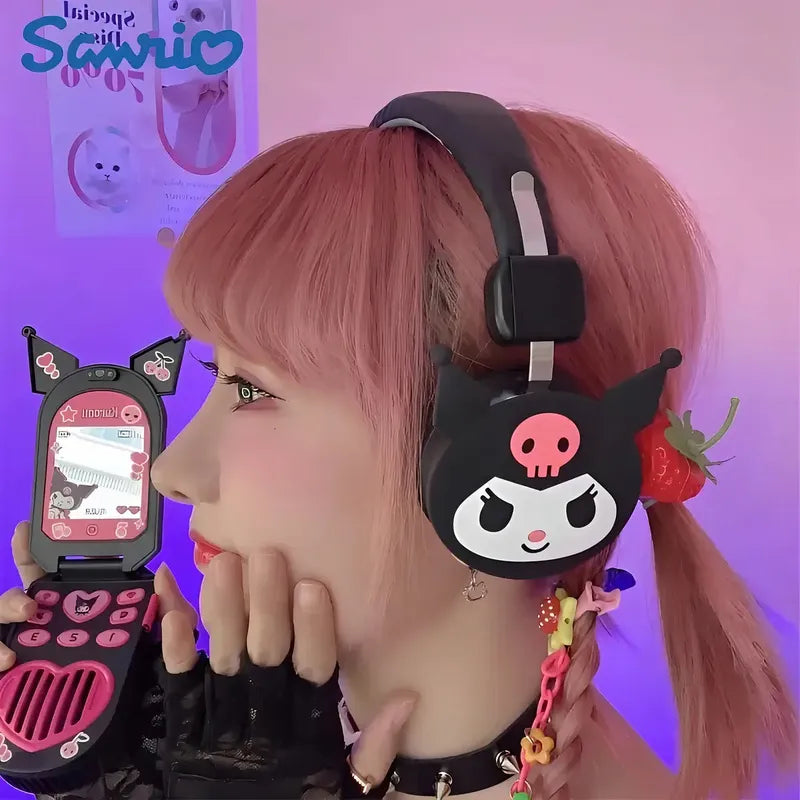 Audífonos Diadema Diferentes Personajes Bluetooth Ajustables Color Kuromi Negro