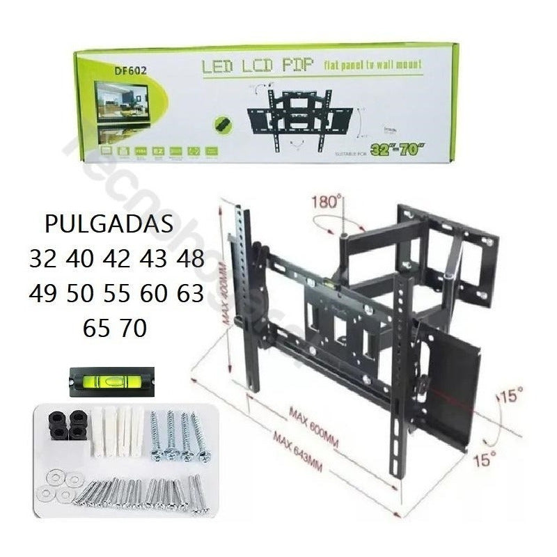 Soporte Tecnohogar Base Doble Para Tv 32 A 70 Pulgadas Negro