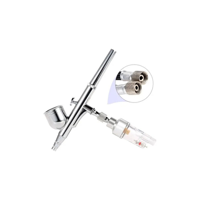 Kit Aerografo Doble Accion + Compresor + Accesorios Limpieza Negro