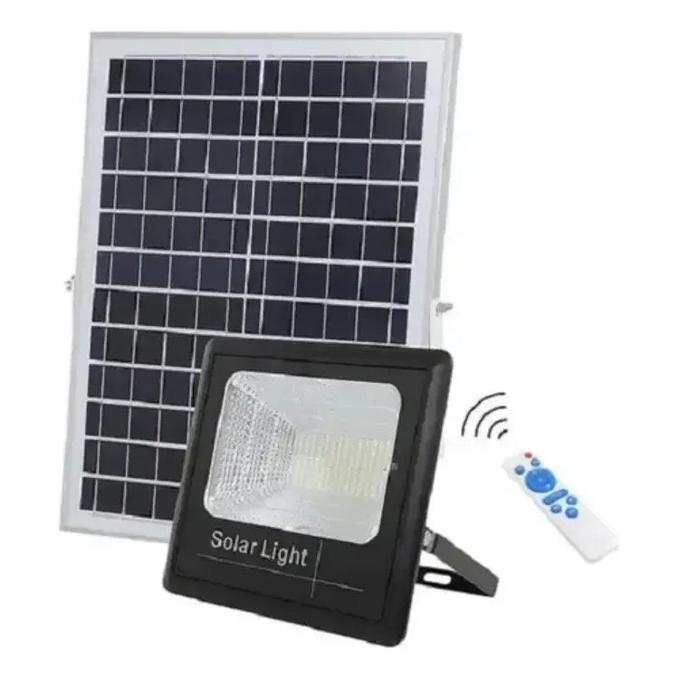 Foco Solar Led + Panel Solar Y Control Remoto 800w Exterior Negro Blanco Frío