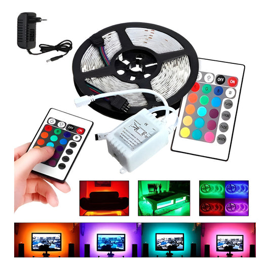 Cinta Tira Luces Led 5 Metros Control+adaptador Envio Gratis Varios