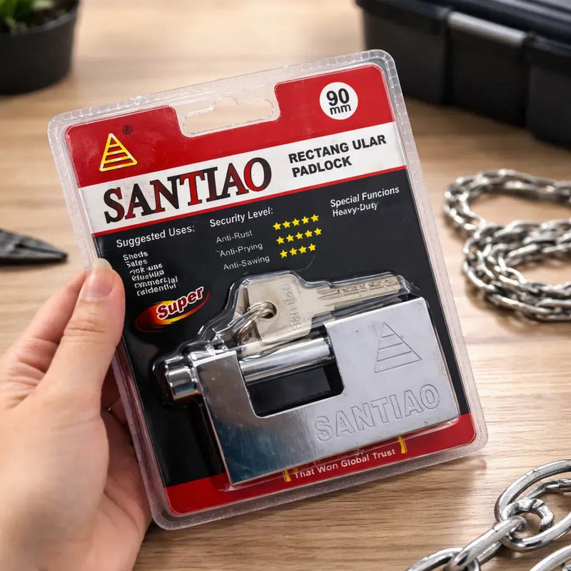 Candado De Seguridad Santiao De Acero Inoxidable De 90mm Con Llave Para Exterior